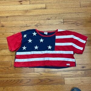 Vintage Guess Women’s American Flag Crop Top - Size Medium